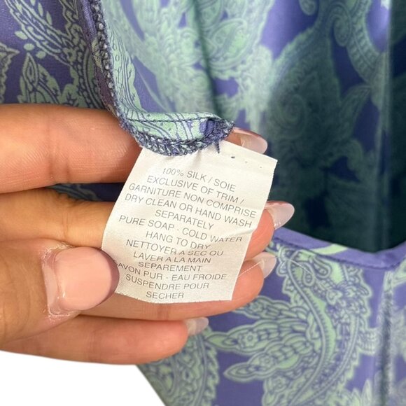 Vintage Silk Paisley Vneck Maxi Slip Dress Blue Size Medium Fairy Romantic Y2K - Picture 5 of 6